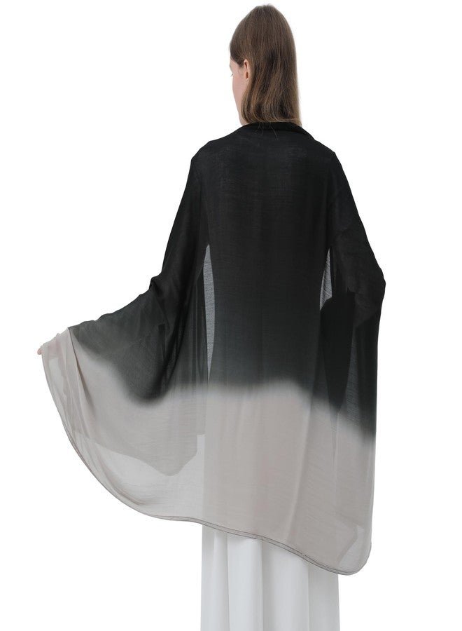 wocharm Women Scarf and Shawls, Soft Modal Jersey Scarves, Gradient Long Wrap for Spring Summer and Autumn(Black & Grey) - Image 4